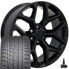 22 Satin Black 5668 Wheels Goodyear Tires Tpms Set Fit Silverado Tahoe Suburban
