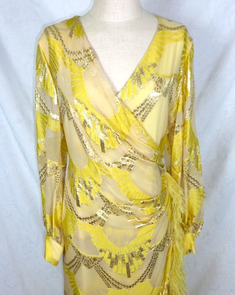 VESTIDO PLUMA AVESTRUZ SEDA ART DECO MAX MARA Plus 18 XXL Marina Rinaldi MR25 16W Foto 3 de 4