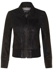 Ladies Black Leather Bomber Jacket Genuine Leather Ma-1 Varsity Retro Jacket