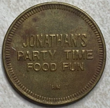 Jonathan's Party Time Food Fun Jukebox Arcade Amusement Trade Token T591