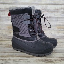 Cat  Jack Kids Size 3 Thermolite Insulated Side Zip Winter Boots Black Gray Red