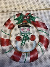Handpainted Needlepoint Canvas,18 mesh Santa Round Frame Ornaments JW 017