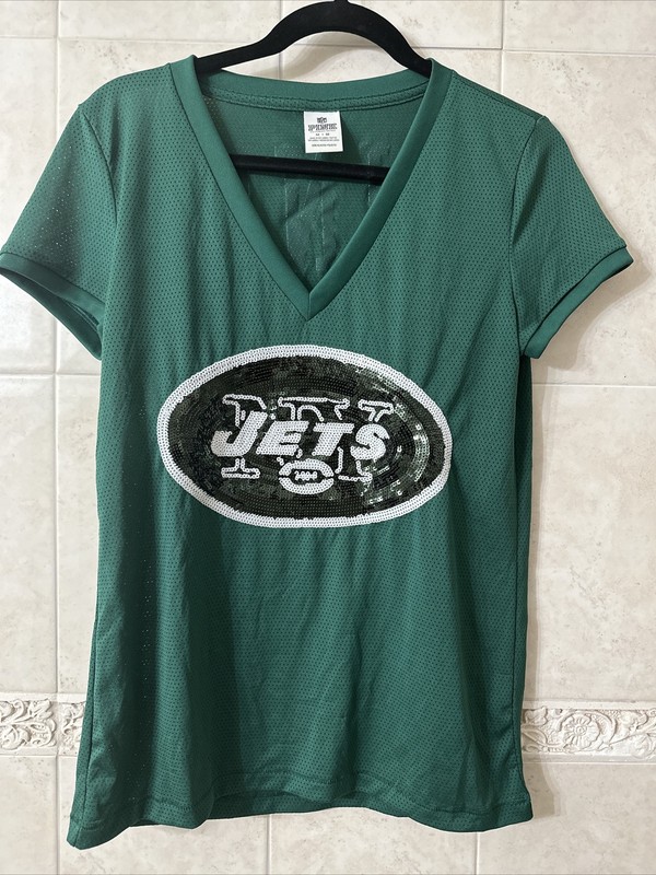 VICTORIA'S SECRET PINK NFL NY JETS "Bling" Green V-Neck Jersey - Size M