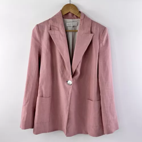 Jillian Boustred Women’s Blazer Linen Pink Size M VGUC Jacket RRP $700+ - Picture 4 of 14