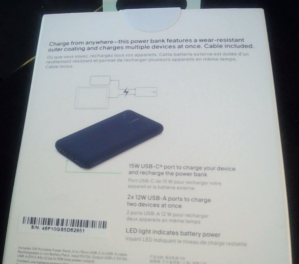 Belkin Boost Charge Power Bank 10K (10,000 mAh) Charge multiple devices