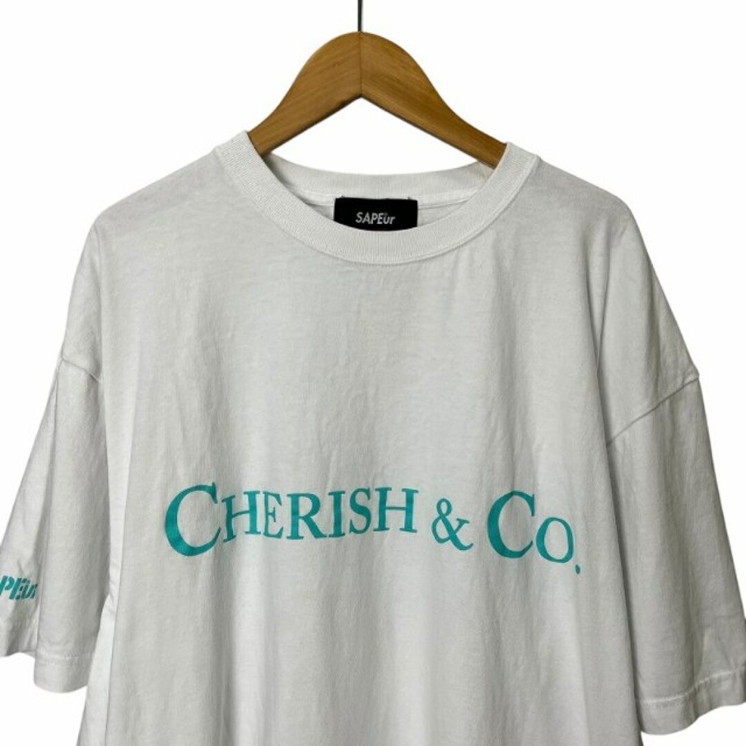 SaPur CHERISH & CO Logo Print Crew Neck Tee Short Sleeve XL White  