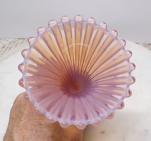 1960s Fostoria Heirloom Pink Opalescent Single Horn Epergne Mid Century MCM - Picture 10 of 12