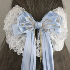 Lace Lolita Women Hairpin Hair Clips Accessory Princess Bow Rhinestone Crystal