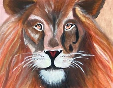 Lion acrylic painting. Original Hand Painted .10x8 Lion face Painting Wall art