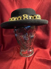VINTAGE ADOLFO II BRIMMED FEDORA WITH GOLD CHAIN LINK DESIGN BOW 3
