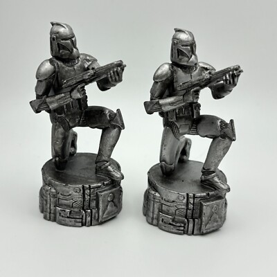 Star Wars Saga Edition Chess Set 2 Silver Pawns Clone Trooper 2004 Replacement