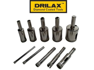 Drilax 10 Pcs Diamond Drill Bit Set from 5/32'', 3/16'', 1/4'', 5/16'' to 1 inch