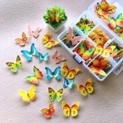 35/60Pcs Mixed Butterfly Edible Wafer Rice Paper Cake Cupcake Toppers Decoration - Image 1 of 4