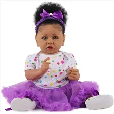 Soft Weighted Reborn Baby Doll - Realistic African American 22.8" Doll Gift