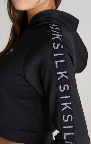 SikSilk Girls Black Taped Track Top 13-14 Years - Picture 5 of 5
