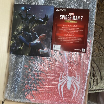 SpiderMan2 Delux Digital Gam￼e +Preorder Bonuses+Steelbook￼+ PS5 Disc Faceplates