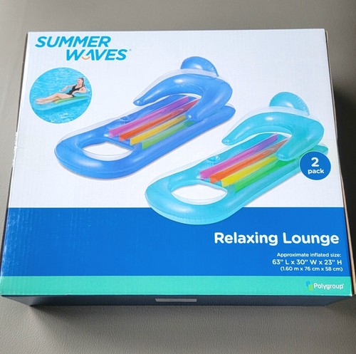 Summer Waves Relaxing Adult Size Pool Lounge Float Blue 63x30x23 New in Box