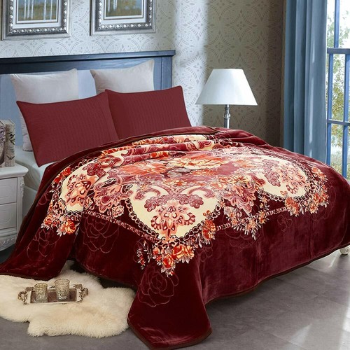 King Queen Bed Blanket 2 Ply Reversible Warm Plush Korean Mink Blankets Floral - Picture 46 of 81