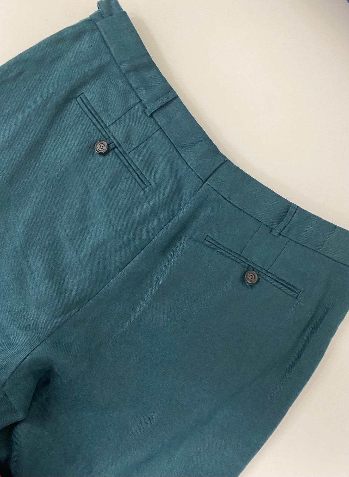 Men Burberry Pants Trousers Dark Forest 100% Linen Made I Italy US/UK38 W34 L32 image 4