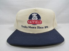 Vintage HATFIELD QUALITY MEATS SINCE 1895 Trucker Snapback Hat Cap MADE IN USA