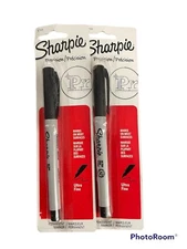 2 Sharpie ULTRA FINE TIP Black PERMANENT MARKER 1pk Water Resist Non-Toxic 37101