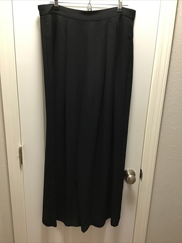 Vivienne Tam Women's Black Pleated Wide Leg Flowy Pants Palazzo Size Large 90s