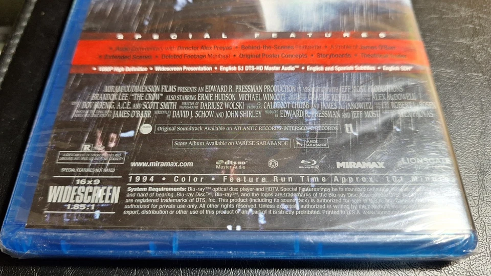 The Crow 1994 (Blu-Ray Disc, 2011) Brandon Lee NEW SEALED Horror Cult NICE! - Image 4 of 4