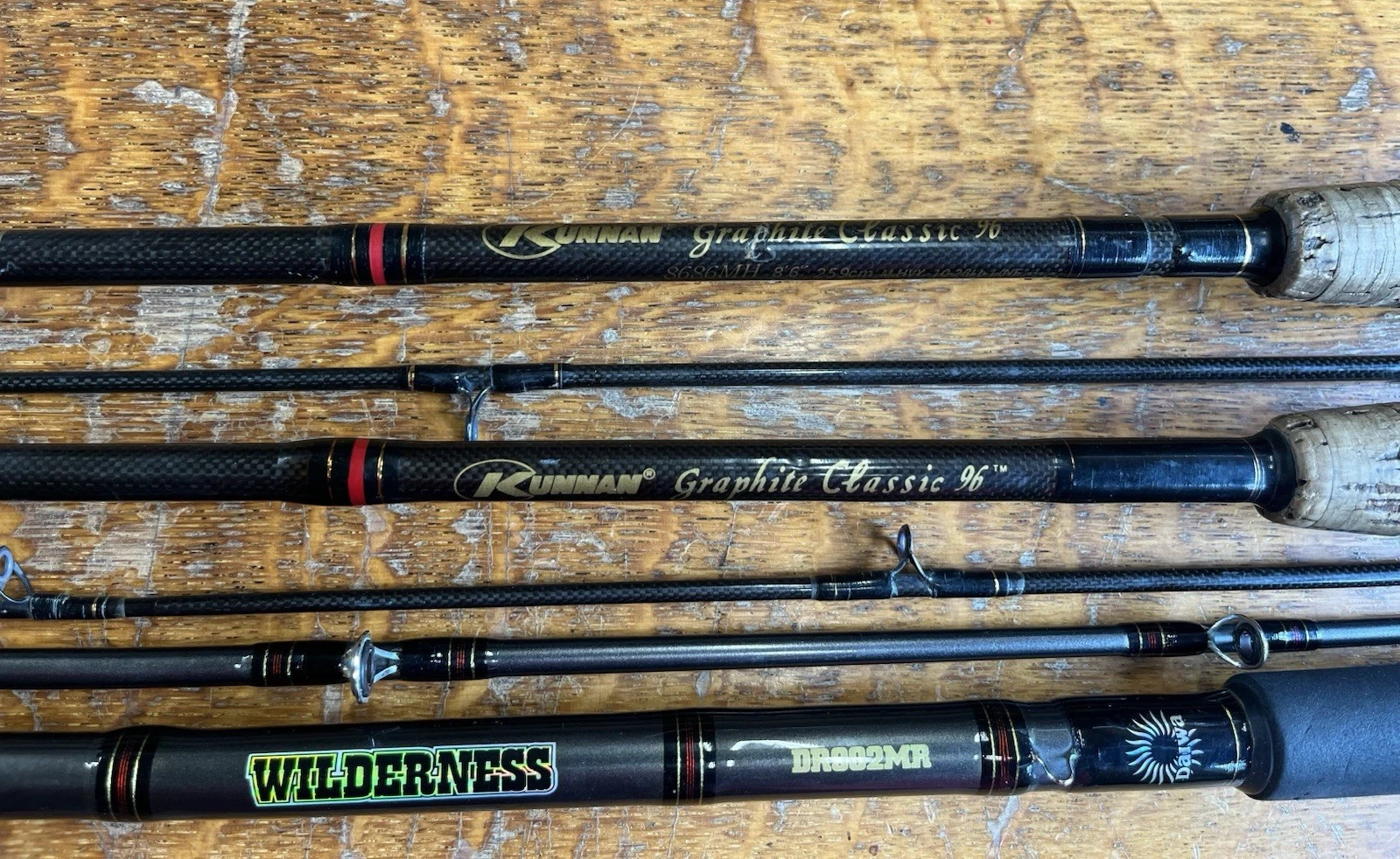 Lot Of 3 Daiwa And Kunnan Graphite Saltwater Or Salmon Rods, 12-25lb