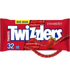 TWIZZLERS Twists Strawberry Flavored Licorice Style, Low Fat Candy Big Bag, 32oz