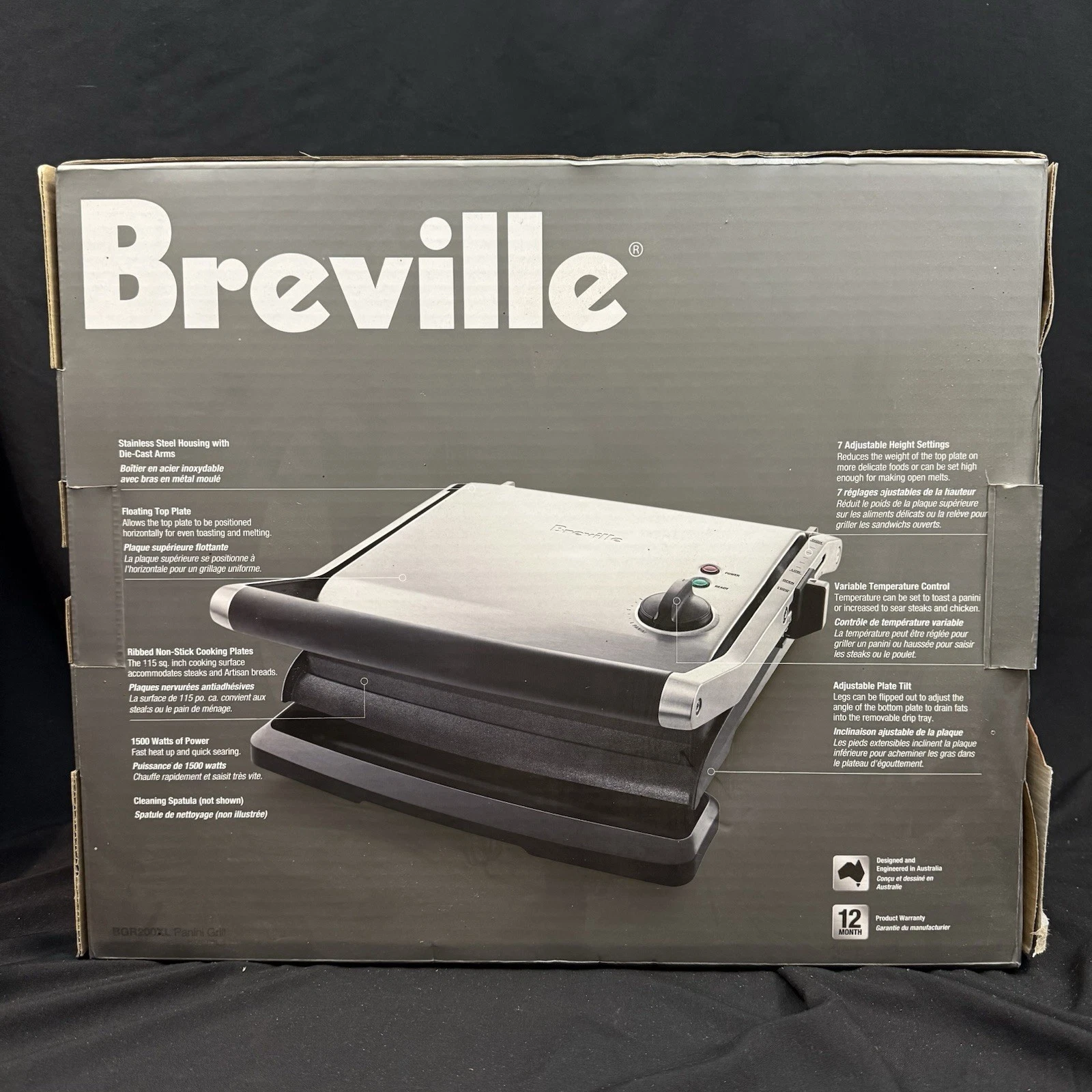 Breville BGR200XL Panini Grill Sandwich Maker New Open Box