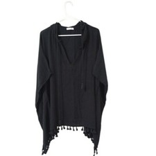  Loves Titch Hooded Poncho Fringe Edge Women For the Beach and Pool One Size