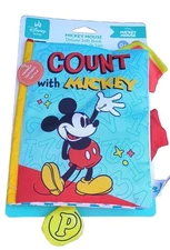 Disney Baby Count with Mickey Mouse Crinkle Sounds Coated Fabric Soft Book New