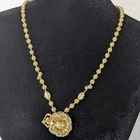 ​Vintage Miriam Haskell Russian Gold Filigree Rhinestone Pendant Necklace Statem
