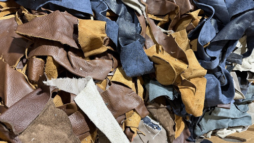 Bulk Leather Scraps Upholstery Cutoffs Mixed Colors Tan Navy Brown Craft Lot