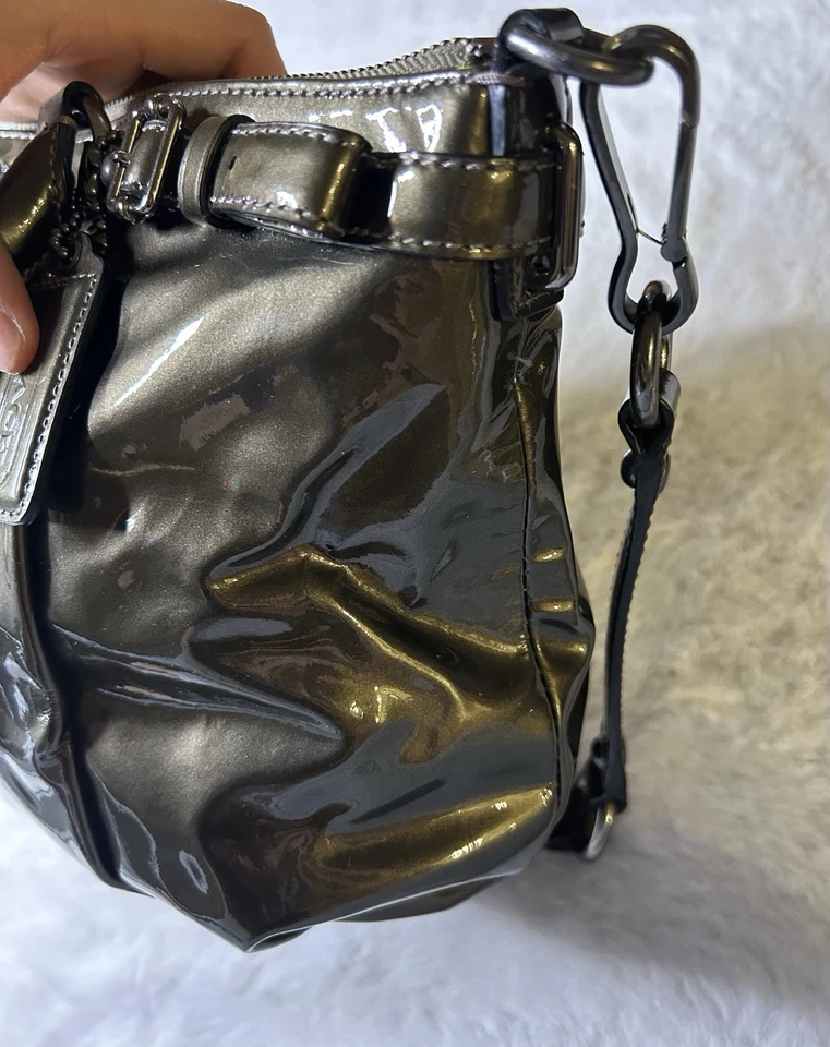 Coach Madison Metallic Olive Green Patent Leather Small Sophia Bag - Image 4 of 4