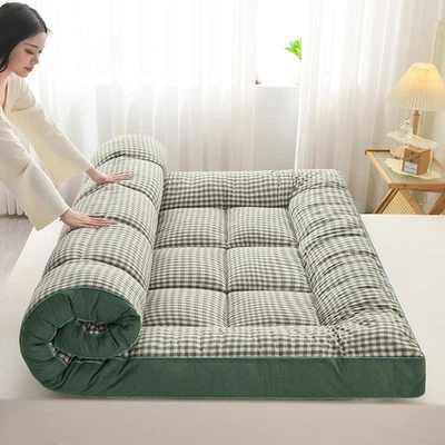 LIFELOOK 10cm Thick Mattress Topper Quilted Japanese Futon Mat Single Double King Size UK