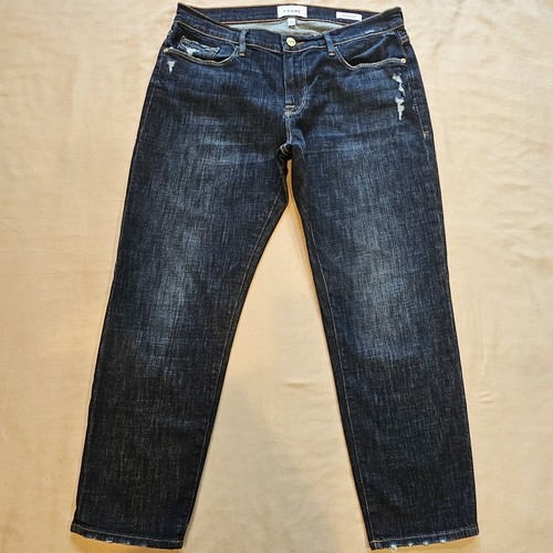 Jeans Frame Denim Le Garcon Crop Boyfriend Covant lavaggio scuro taglia 28 boho elasticizzato