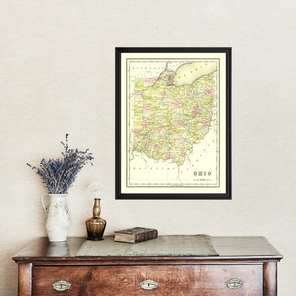 Old Map of Ohio 1838 - Vintage Ohio Art - Image 4 of 4