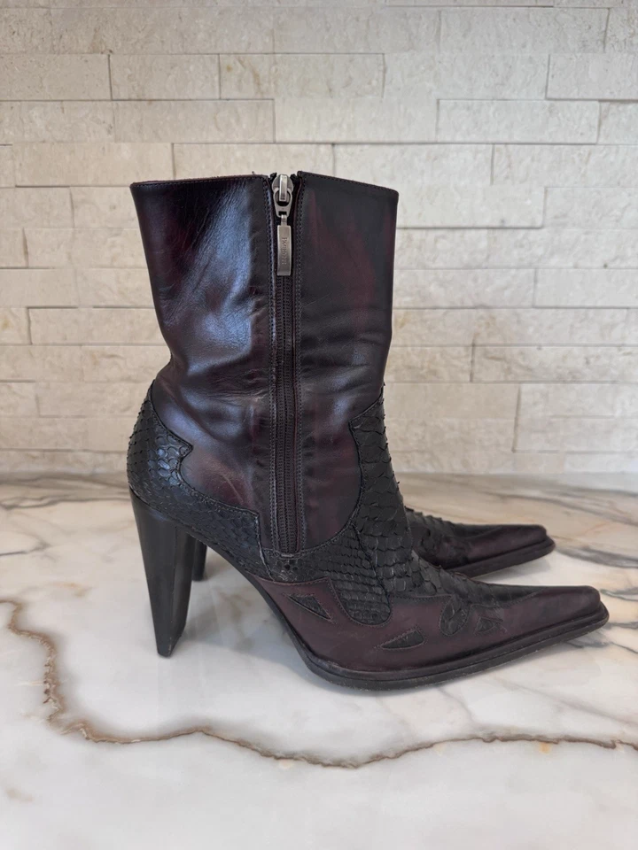 Botines de Vaquero Cesare Paciotti Vintage Marrón Cuero de Becerro y Lagarto EU 40/US 9 Foto 2 de 4