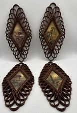 Vintage Set Of 4 Burwood Products Company 1350 Country Wall Plaques Made in USA