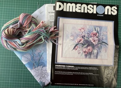 Floral Crewel Kit - Dimensions - Springtime Flower - #1337 - Neu - Vintage