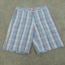 Tommy Bahama Shorts Mens 34 Flat Front Chinos Plaid Silk Blend Hawaiian