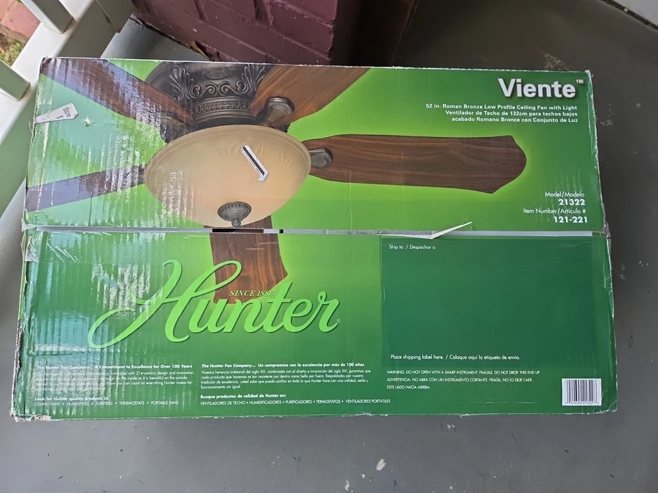 Hunter Viente 52 in. Indoor Bronze  Wood Fan W Light Kit Read Desc. - Image 2 of 2