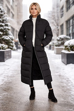 CLARA BELLE Women Long Puffer Jacket Quilted Maxi Winter Coat Zip Closure