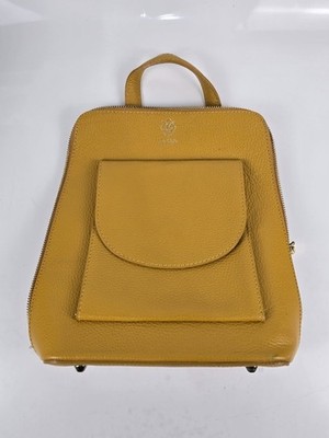 Borse in Pelle Vera Backpack Mustard Yellow Pebbled Leather Made in Italy