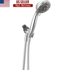 Handheld Showerhead W/ 5 Spray Settings Pause Feature 60in Hose Easy Clean New