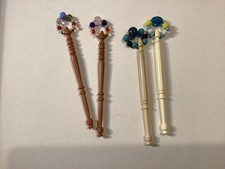 Two Pairs of Lace Making Bobbins, Spangled