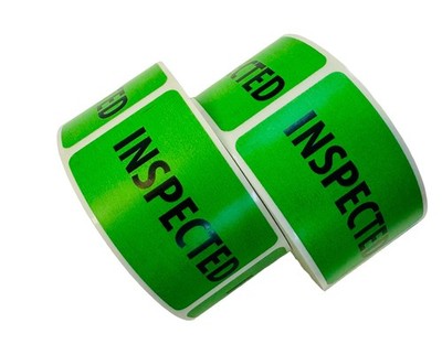 INSPECTED Labels - 1.5''x2.5'' Green Production Inventory Stickers 2RLS 500EA