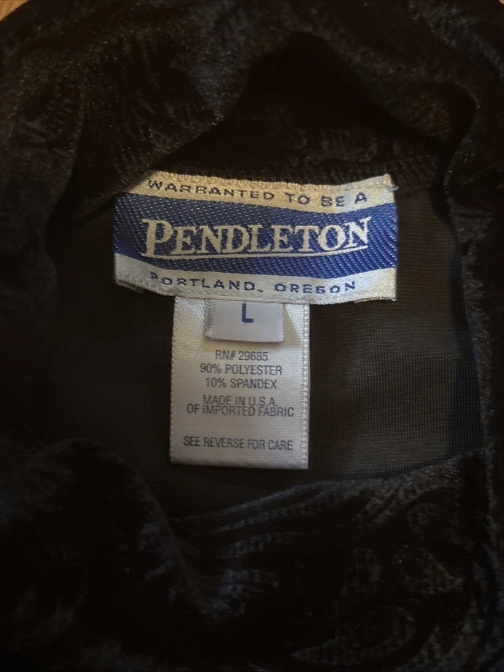 Jersey Pendleton Vintage Años 90 Terciopelo Negro Simulado Cuello Tortuga Grande Foto 4 de 4