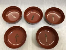 Echizen lacquerware, red lacquerware confectionery bowl, set of 5, vegetable